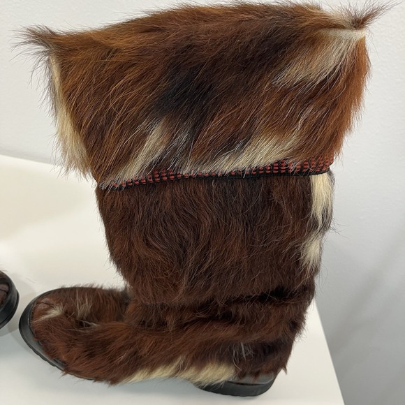 60's 70's GOAT FUR APRES SKI BOOTS Jean-Claude Killy By Wolverine Made In France - Picture 12 of 16